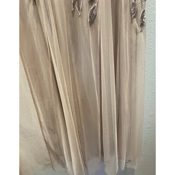 Adrianna Papell Hand Beaded Floral Godet Gown Women’s Mermaid Tulle Sequin Glam - Picture 12 of 15